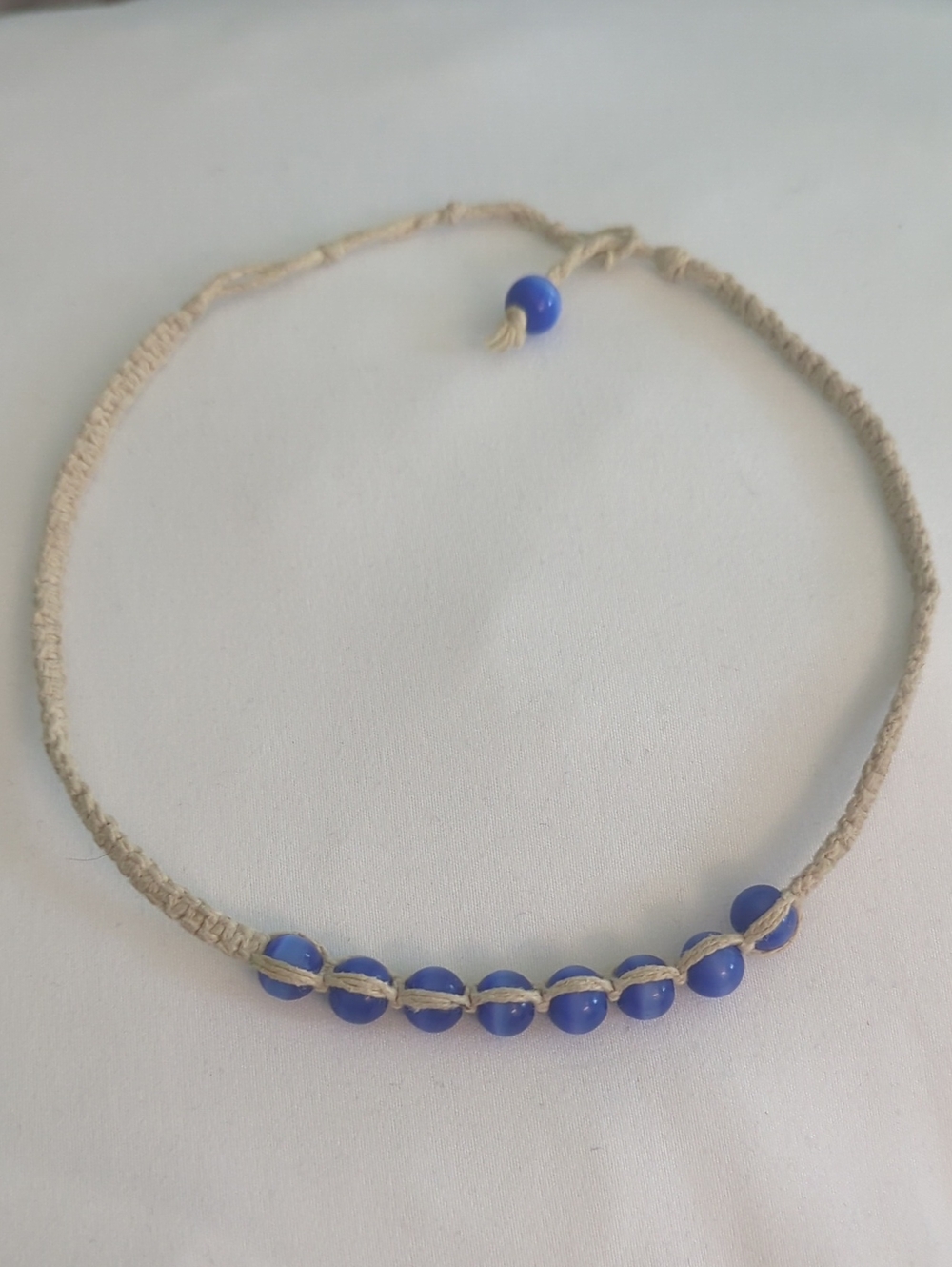 Handmade Blue Bead Macramé Necklace